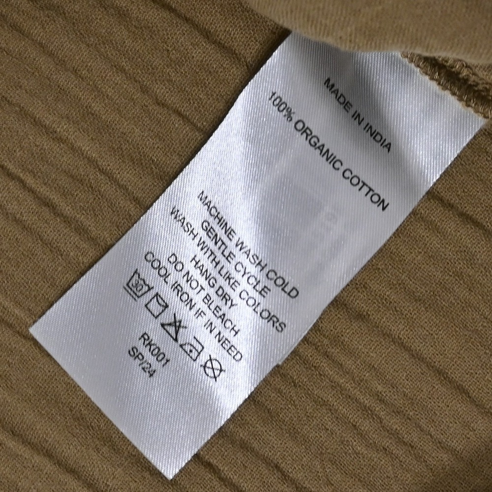 Quince 100% Organic Cotton Gauze Roll Sleeve Shirt Medium Olive Green Minimalist - Picture 4 of 6
